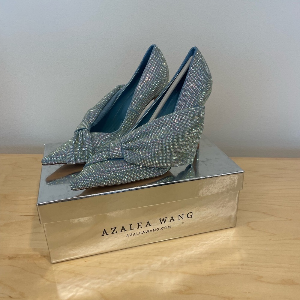 Azalea Wang Sparkling Bow Heels - Silver